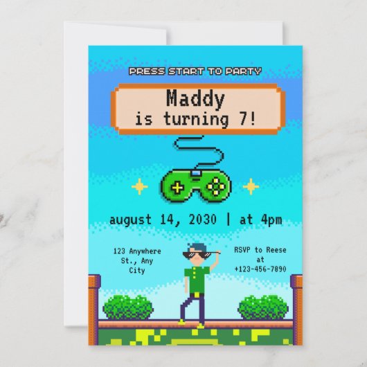 Invitations De Jeu Vidéo Pour La Fête D'Anniversai (Devant)
