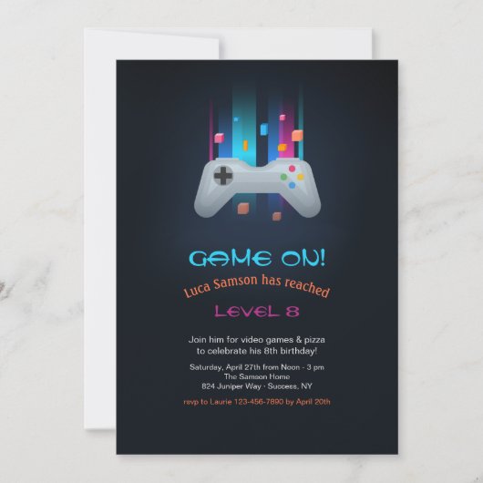 Invitations de jeux vidéo (Devant)