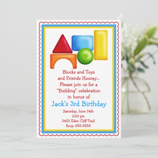 Invitations de jouets pour la construction de bloc (Debout devant)
