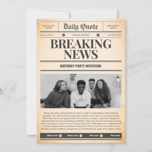 invitations de journaux en première page de l'actu (Devant)