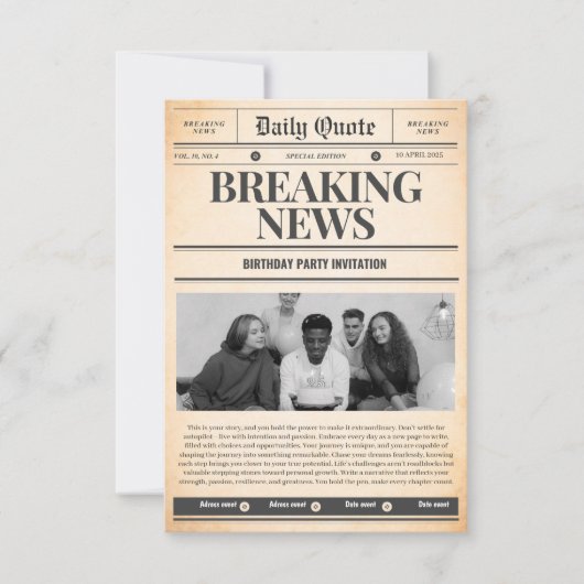 invitations de journaux en première page de l'actu (Devant)