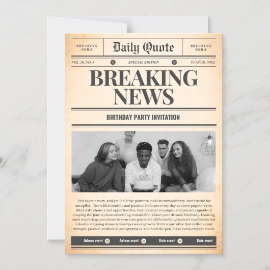 Invitations de journaux en première page de l'actu (Recto)