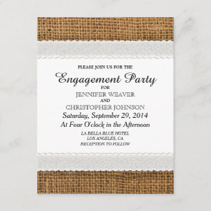 Invitations de Jute et Lace Engagement Party