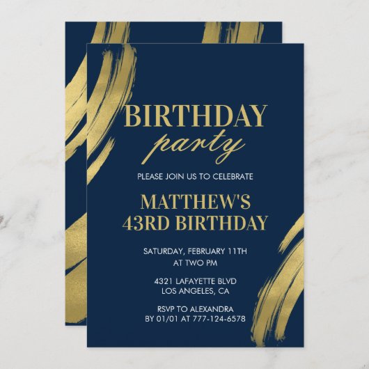 Invitations de la Chic Men Gold Navy 43e anniversa (Devant / Derrière)