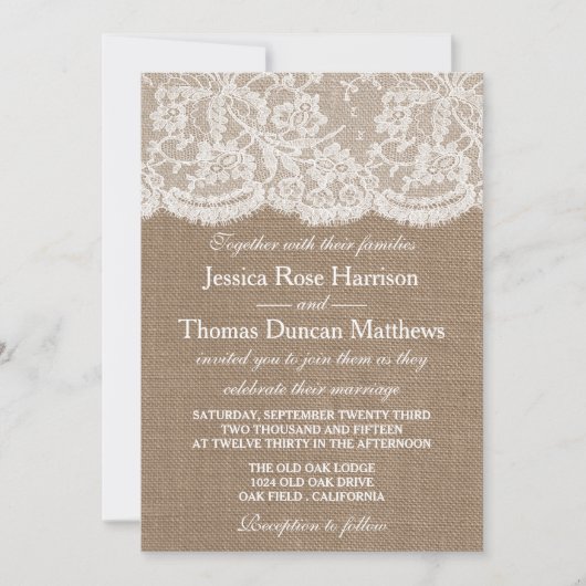 Invitations de la collection de Mariages Burlap & (Devant)