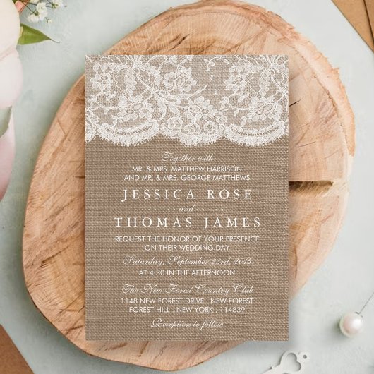 Invitations de la collection de Mariages Burlap & 