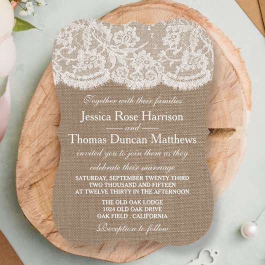 Invitations de la collection de Mariages Burlap & 