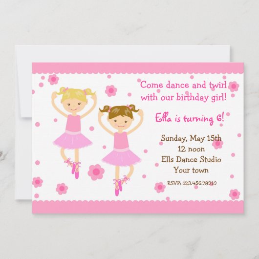Invitations de la danseuse de ballet Ballerina (Devant)