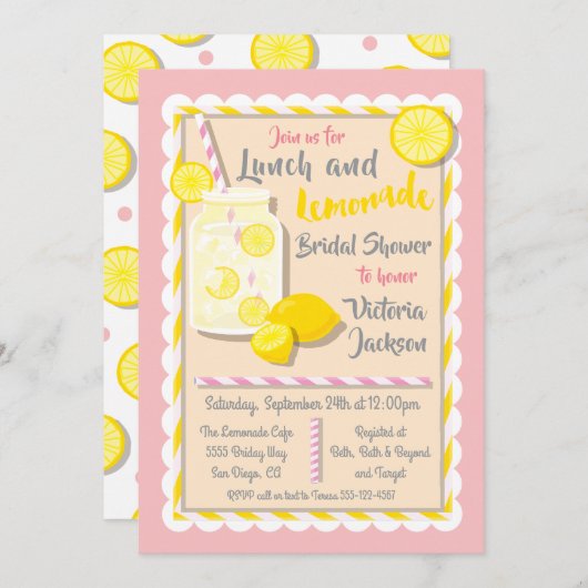 Invitations de la douche nuptiale à midi et à la l (Devant / Derrière)