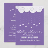 Invitations de la douche pour bébés Hearts (Devant / Derrière)