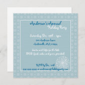 Invitations de la fête Blue Snowflake Wonderland (Devant / Derrière)