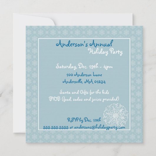 Invitations de la fête Blue Snowflake Wonderland (Devant)