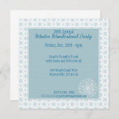 Invitations de la fête Blue Snowflake Wonderland (Devant / Derrière)