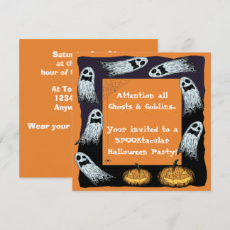 Invitations de la fête Citrouille d'Halloween Ghos