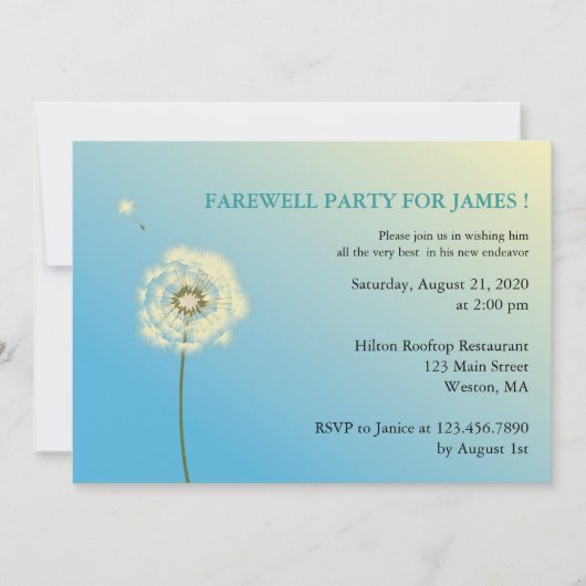 Invitations de la fête d'adieu de vol (Devant)