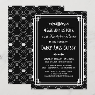 Invitations de la fête d'anniversaire Art déco noi