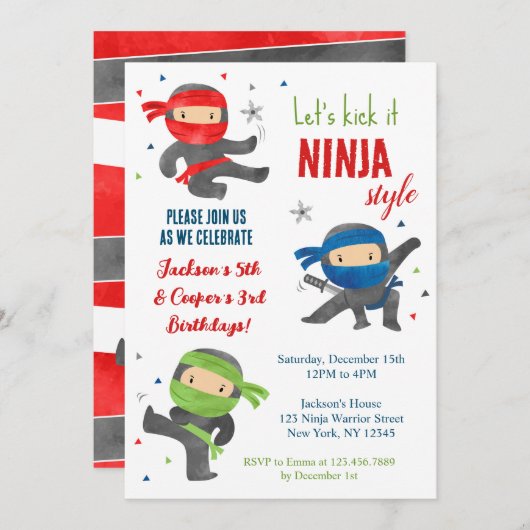 Invitations de la fête d'anniversaire conjointe du (Devant / Derrière)