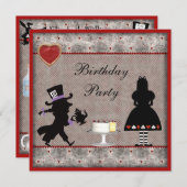 Invitations de la fête d'anniversaire d'Alice et M (Devant / Derrière)