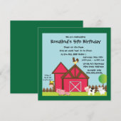 invitations de la fête d'anniversaire de Barnyard (Devant / Derrière)