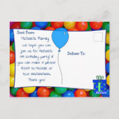 Invitations de la fête d'anniversaire de Bouncy Ba (Dos)