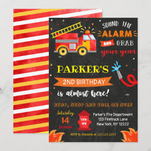 Invitations de la fête d'anniversaire de Firetruck