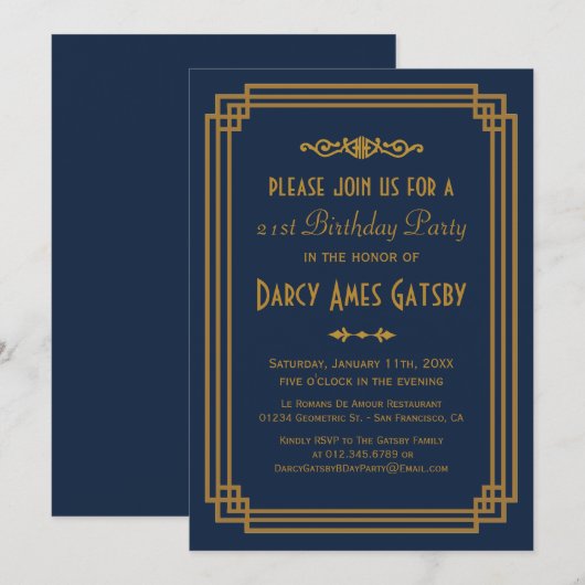 Invitations de la fête d'anniversaire de Simple Ar (Devant / Derrière)