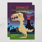Invitations de la fête d'anniversaire du Dinosaur (Devant / Derrière)