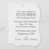 Invitations de la fête d'anniversaire du jersey de (Dos)