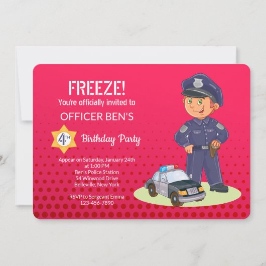 Invitations de la fête d'anniversaire du policier (Devant)