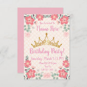 Invitations de la fête d'anniversaire Princess (Devant / Derrière)