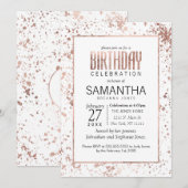 Invitations de la fête d'anniversaire rose (Devant / Derrière)