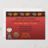 Invitations de la fête d'automne de Hay Ride (garç (Dos)
