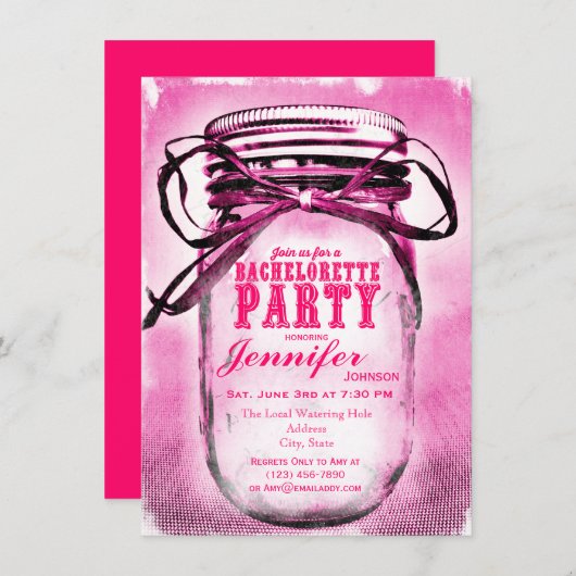 Invitations de la fête de Bachelorette de Mason ro (Devant / Derrière)