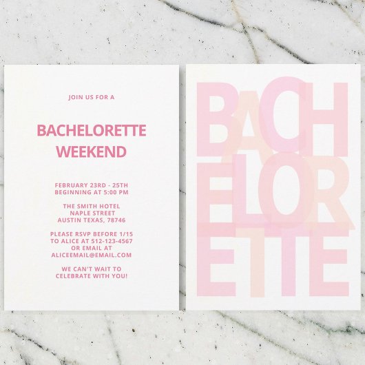 Invitations de la fête de Bachelorette rose