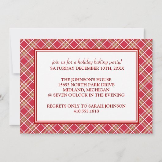 Invitations de la fête de biscuits de vacances (Dos)