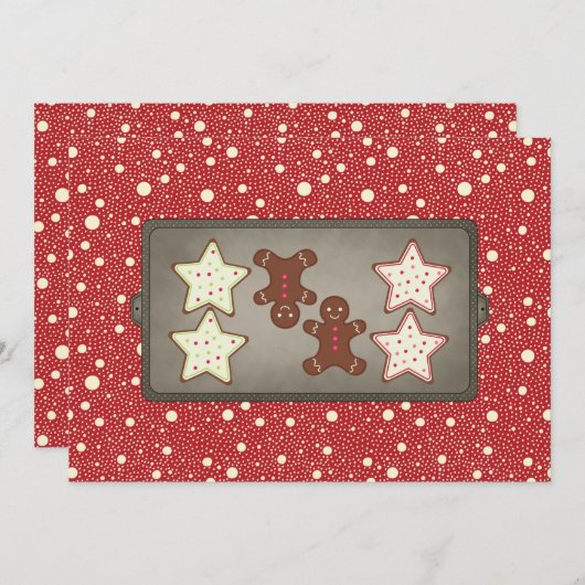 Invitations de la fête de biscuits de vacances (Devant / Derrière)