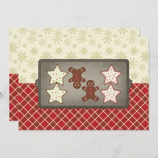 Invitations de la fête de biscuits de vacances (Devant / Derrière)