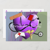 Invitations de la fête de diplôme d'infirmière (Devant / Derrière)