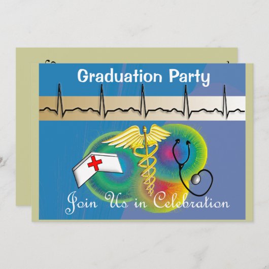 Invitations de la fête de diplôme d'infirmière (Devant / Derrière)