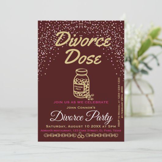 Invitations de la fête de divorce : Dose de divorc (Debout devant)
