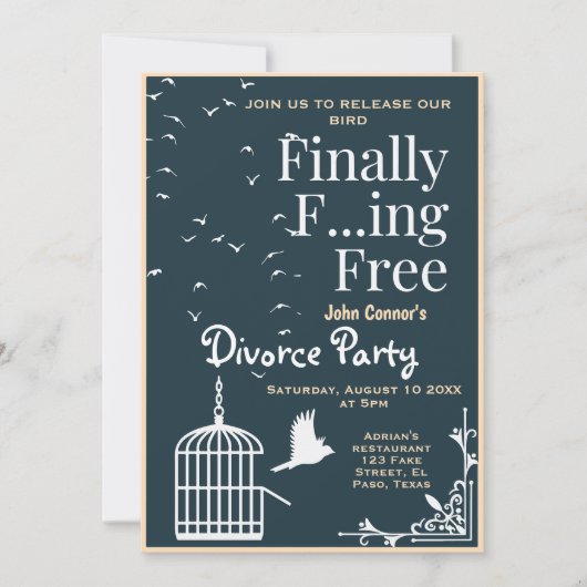 Invitations de la fête de divorce : Enfin Gratuit (Devant)