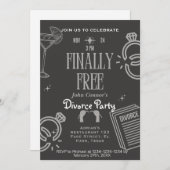 Invitations de la fête de divorce : Enfin libre, f (Devant / Derrière)