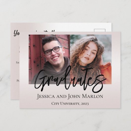 Invitations de la fête de double diplôme (Devant / Derrière)