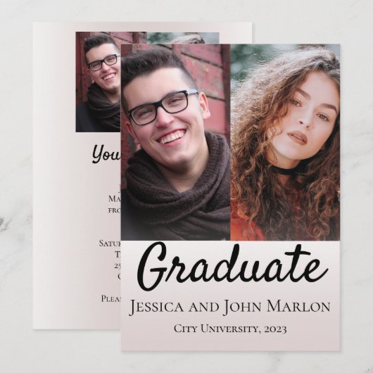 Invitations de la fête de double diplôme (Devant / Derrière)