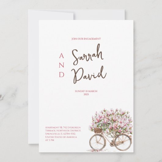 Invitations de la fête de fiançailles de fleurs ro (Devant)