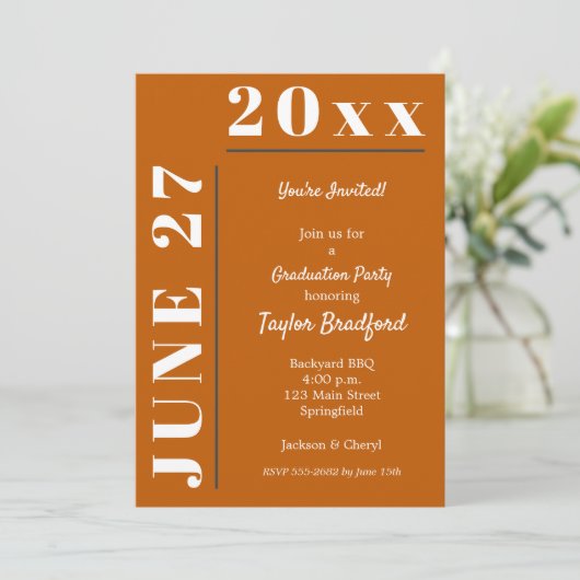 Invitations de la fête de graduation blanche orang (Debout devant)