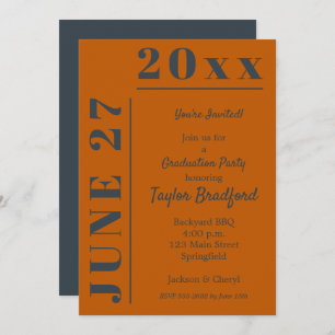 Invitations de la fête de graduation Burnt Orange 