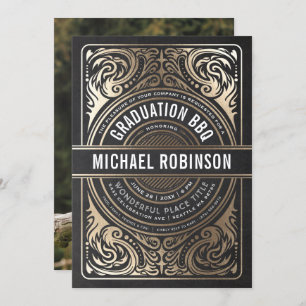 Invitations de la fête de graduation Gold Foil Bla