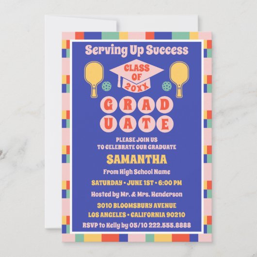 Invitations de la fête de graduation Retro Pickleb (Devant)