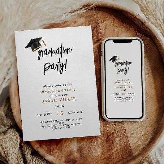 Invitations de la fête de graduation simple et mod